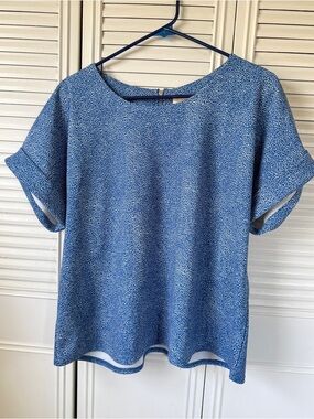 MELLODAY Blue Speckled Short Sleeve Blouse